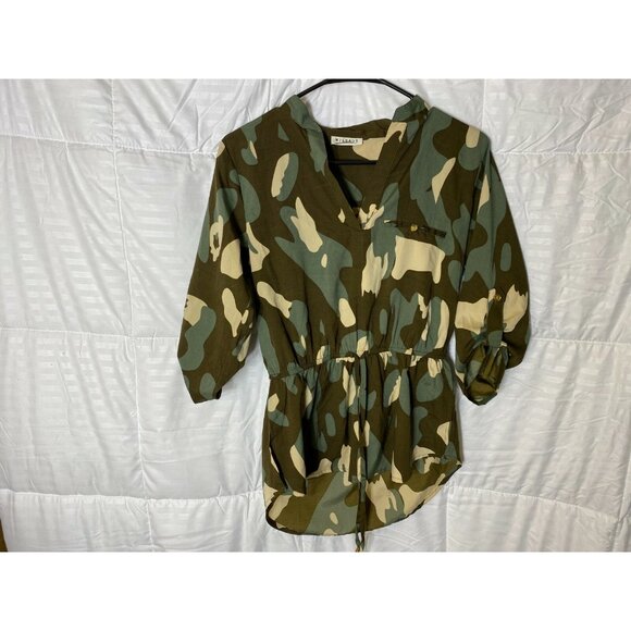 Mileage Tops - MILEAGE WOMENS CAMO TUNIC TOP SHIRT BLOUSE SIZE SMALL 4/6 3/4 SLEEVES S